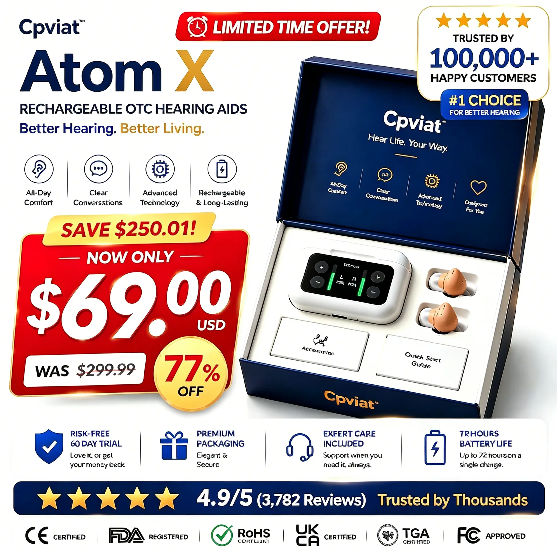 Atom X Smart Hearing Aids — Hear Clearly, Feel Confident Again