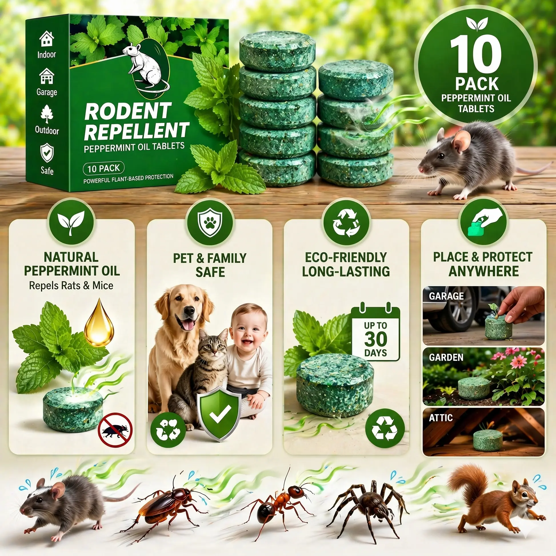 Natural Peppermint Rodent Repellent Tablets - Image 3