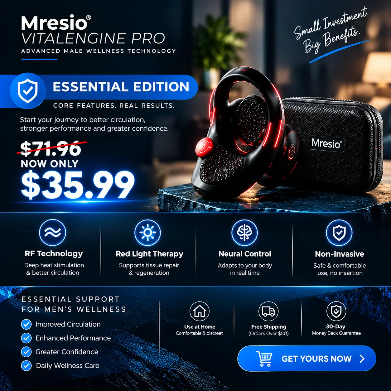 VitalEngine Pro Advanced 5-in-1 Male Wellness & Performance System