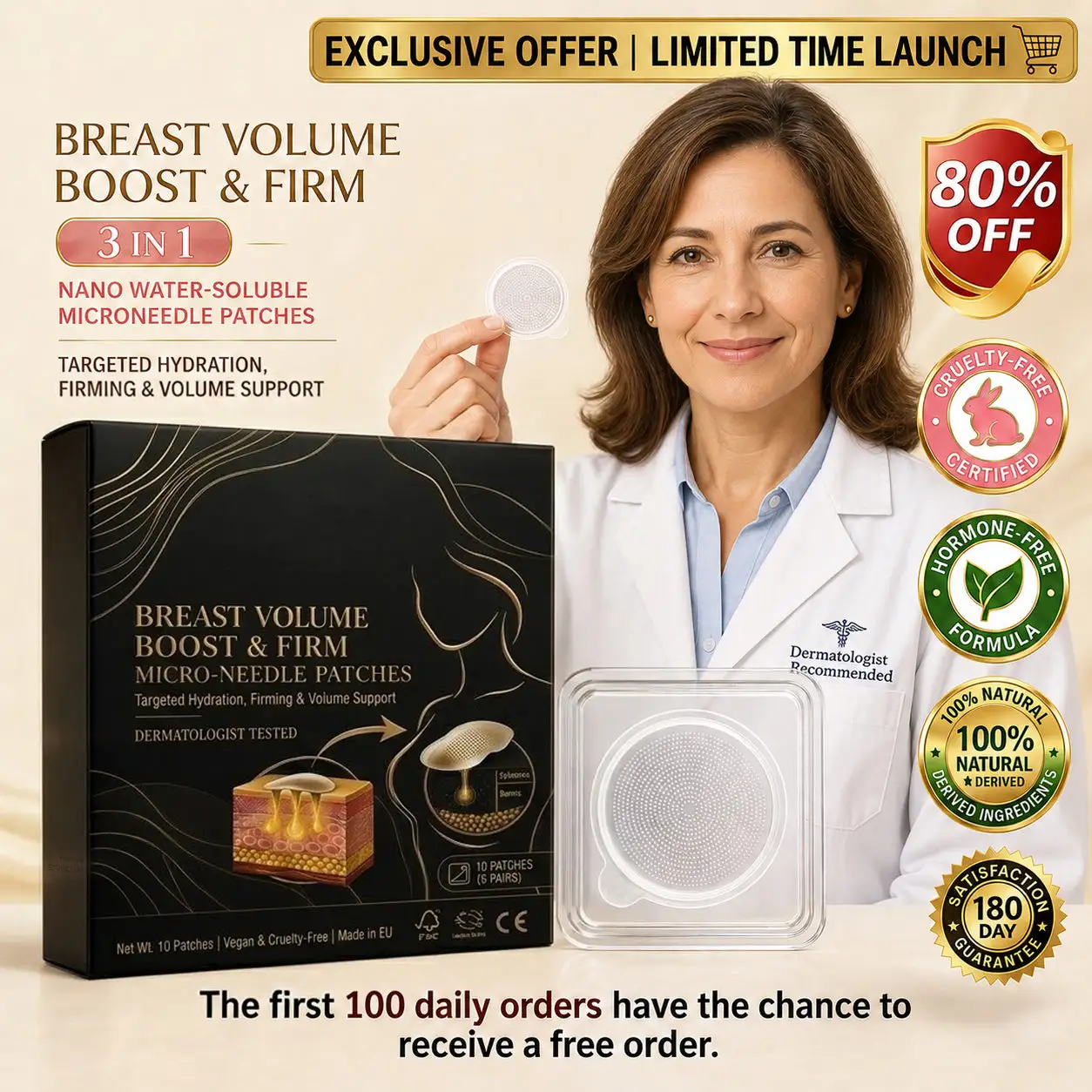 Targeted Breast Enhancement Advanced Nano Microneedle Patch
