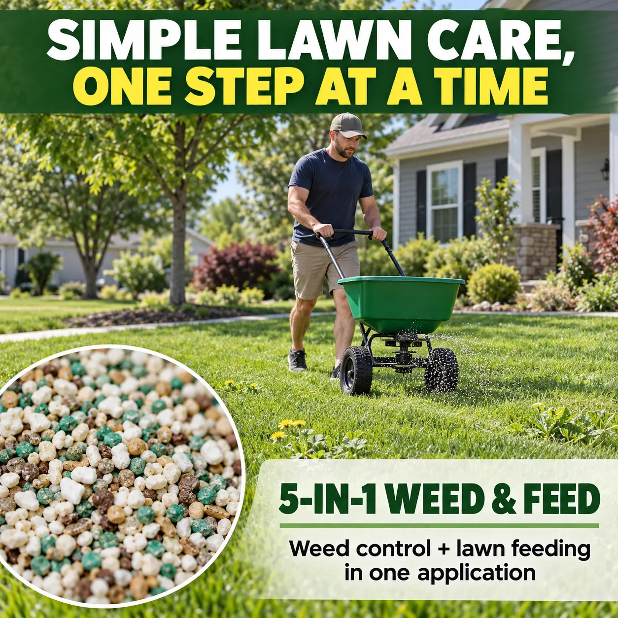 5-in-1 Weed & Feed | Fast-Acting Dual-Action Granules for Stubborn Lawn Weeds & a Greener-Looking Lawn - Image 3